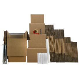 Boxengine Wardrobe Moving Boxes Kit #6 contains 58 Boxes, 3 Wardrobe Boxes, Supplies