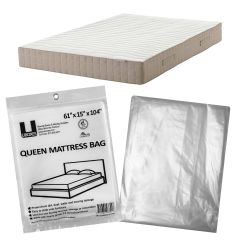 Queen Mattress bag uncovered, clear and folded