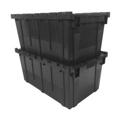Storage Packing Plastic Crates, 27" x 17" x 12"-2-Pack-Black