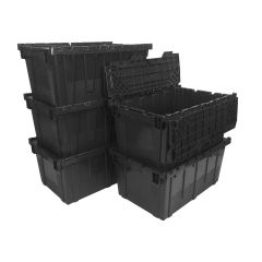 Storage Packing Plastic Crates, 27" x 17" x 12" Black 5 Pack