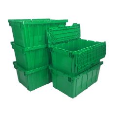 Storage Packing Plastic Crates, 27" x 17" x 12"-5-Pack-Green