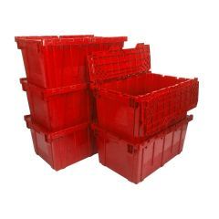 Storage Packing Plastic Crates, 27" x 17" x 12"-5-Pack-Red