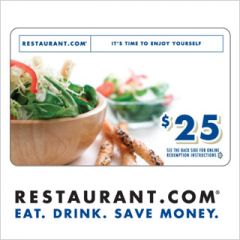 $25 Restaurant.com Gift Card