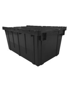 Storage Packing Plastic Crates, 27" x 17" x 12"-1-Pack-Black