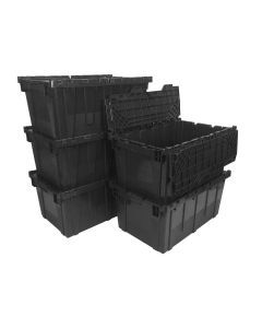 Storage Packing Plastic Crates, 27" x 17" x 12" Black 5 Pack